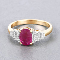 Diana M Jewels Women's Oval Natural Ruby Fashion Ring (1.52 Ct) - Classic in 14k yellow gold - women's jewelry - detail view