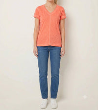 Elliott Lauren - V-neck Short Sleeve V Front Tee