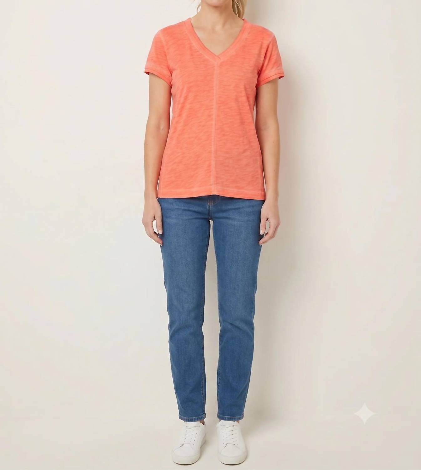 Elliott Lauren - V-neck Short Sleeve V Front Tee