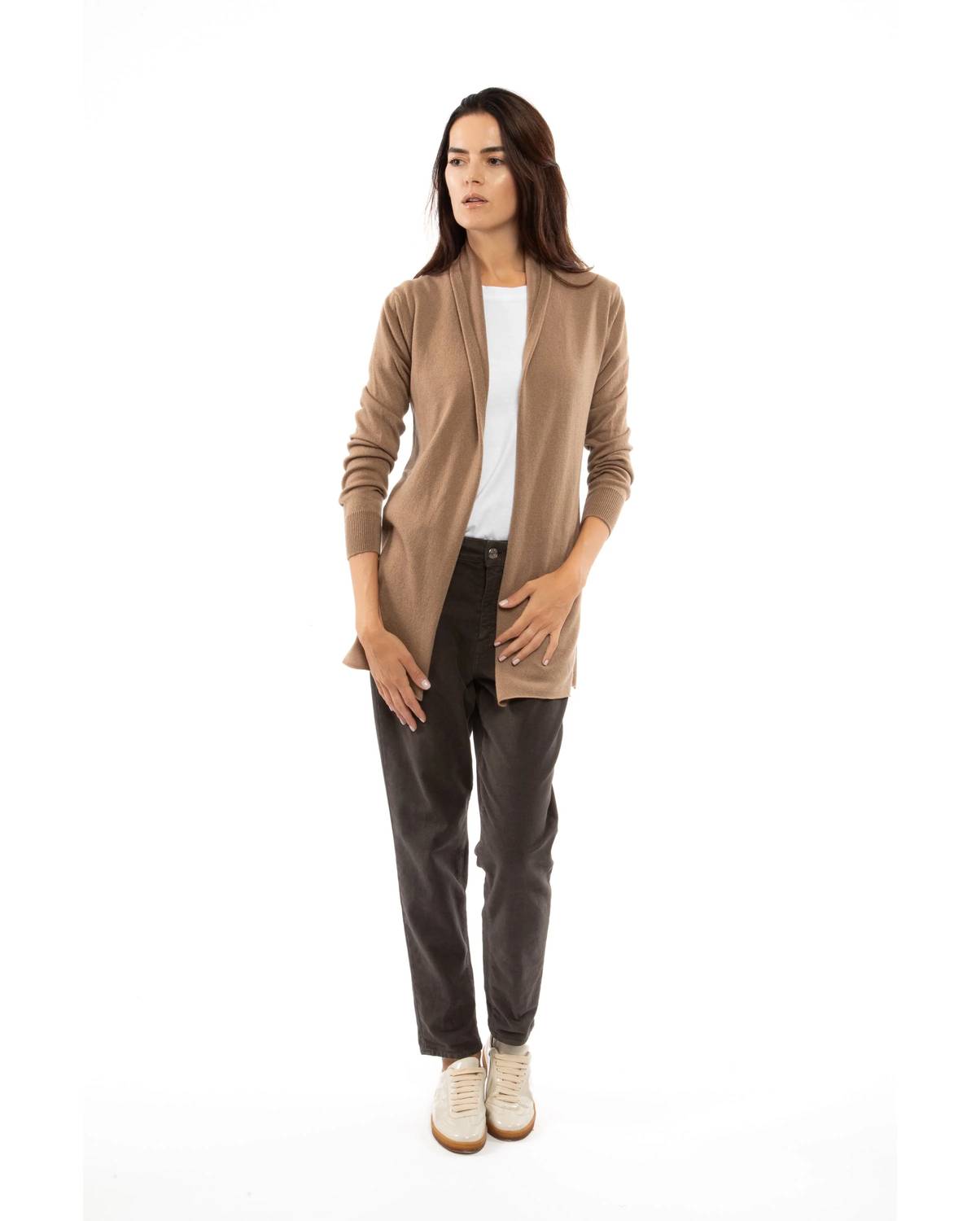 Monticelli Cashmere - Women's Pure Cashmere Long Open Front Cardigan