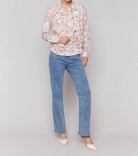 CHARLIE B Floral Linen Jacket in tropical - women's jacket - alternate view