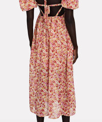 FELICIA FLORAL-PRINT TIE-BACK MIDI DRESS