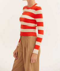 Crescent - Lia Striped Rib Knit Top