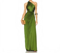 A.L.C. - Lara One-shoulder Plissé Satin Gown