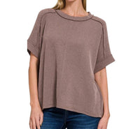 Zenana - Ribbed Round Neck Top