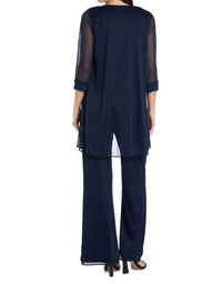 R&M Richards - Glitter Embroidered Pant Suit With Pearl Neckline