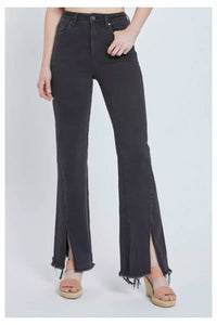 Risen - High Rise Front Slit Relaxed Straight Jeans