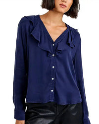 Bella Dahl - Long Sleeve Ruffle V-neck Blouse
