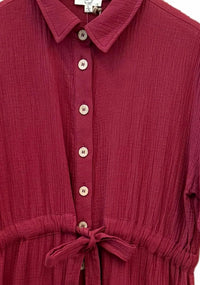 Easel - Women's Button Up Gauze Dress