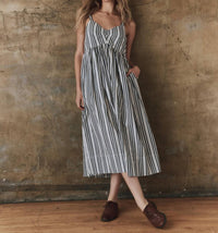 THE GREAT. The Reyes Dress in parchment stripe - women's dress - view 5