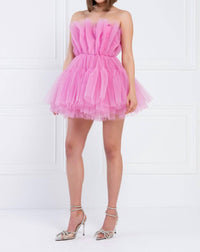 Kikiriki Zoey Layered Tulle Loofa Mini Dress in pink - women's dress - alternate view