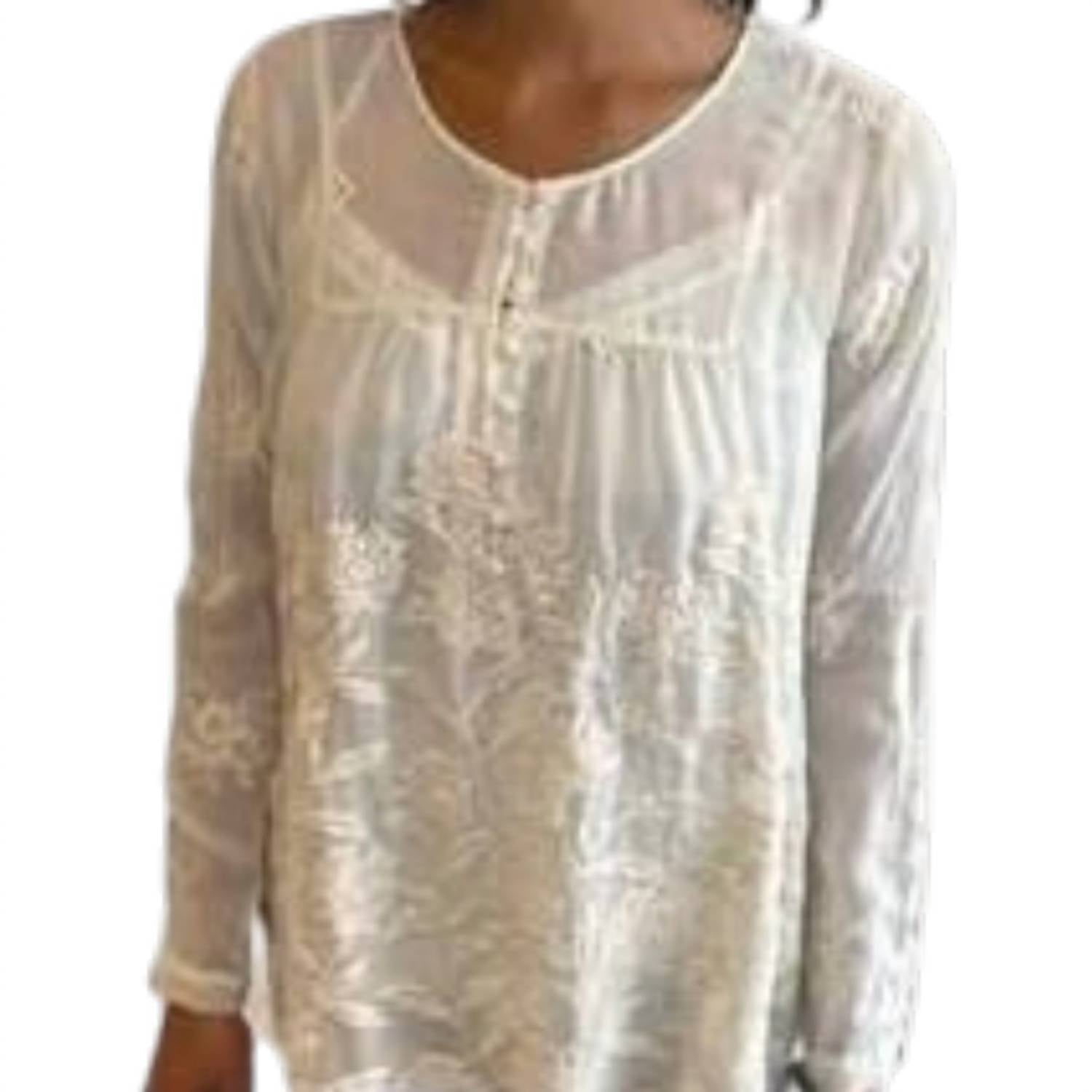 Johnny Was - Garland Sage Long Sleeve V Neck Blouse
