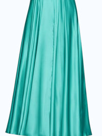 FAVIANA Beaded Bodice A-line Gown in teal - women's dress - detail view