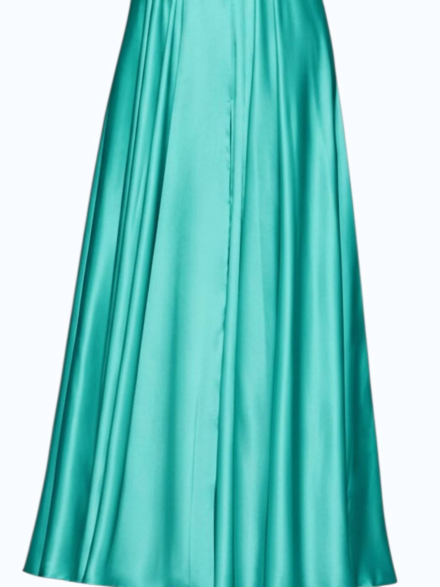 FAVIANA Beaded Bodice A-line Gown in teal - women's dress - detail view