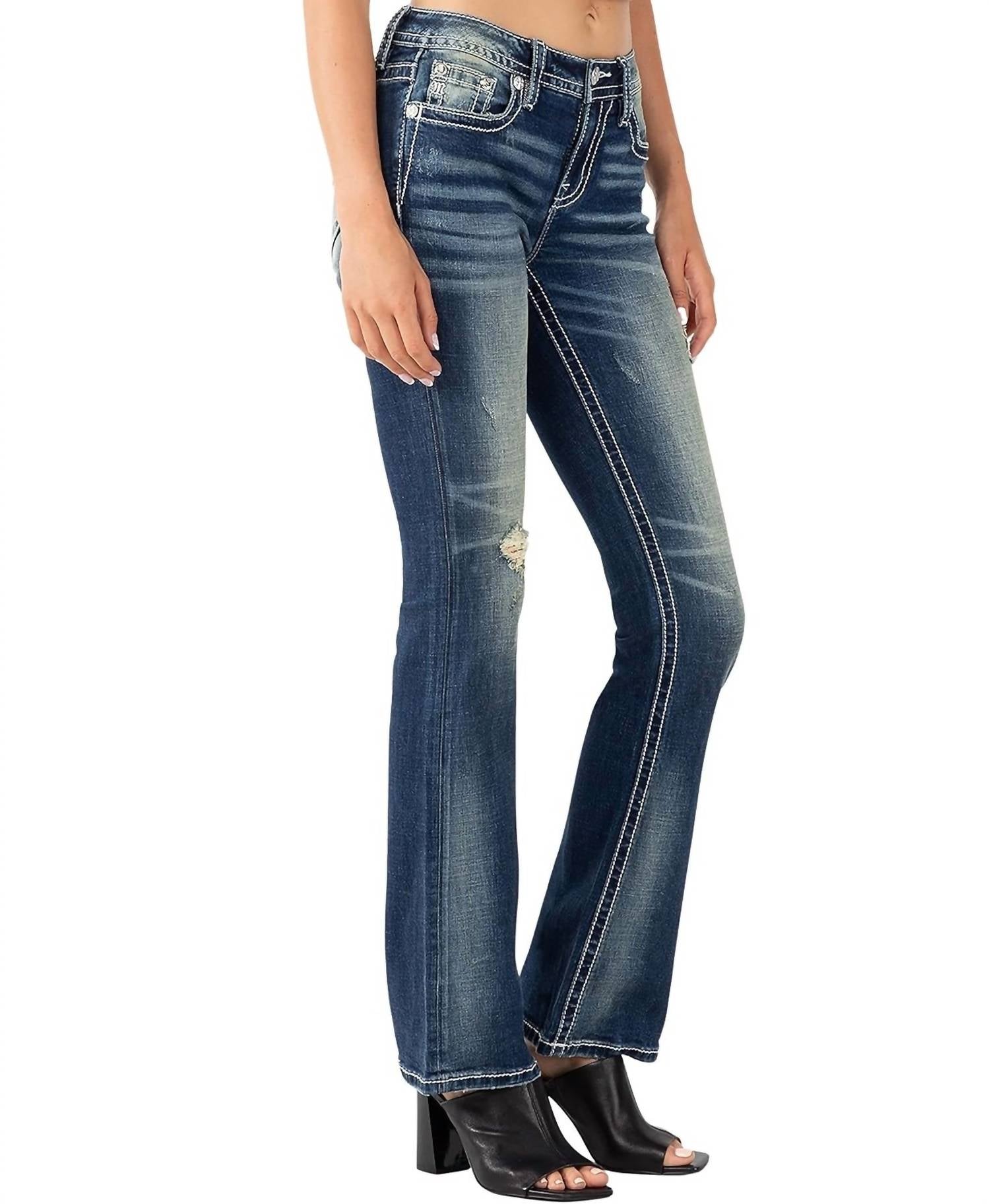 Miss Me - Mid Rise Embellished Boot Cut Jeans
