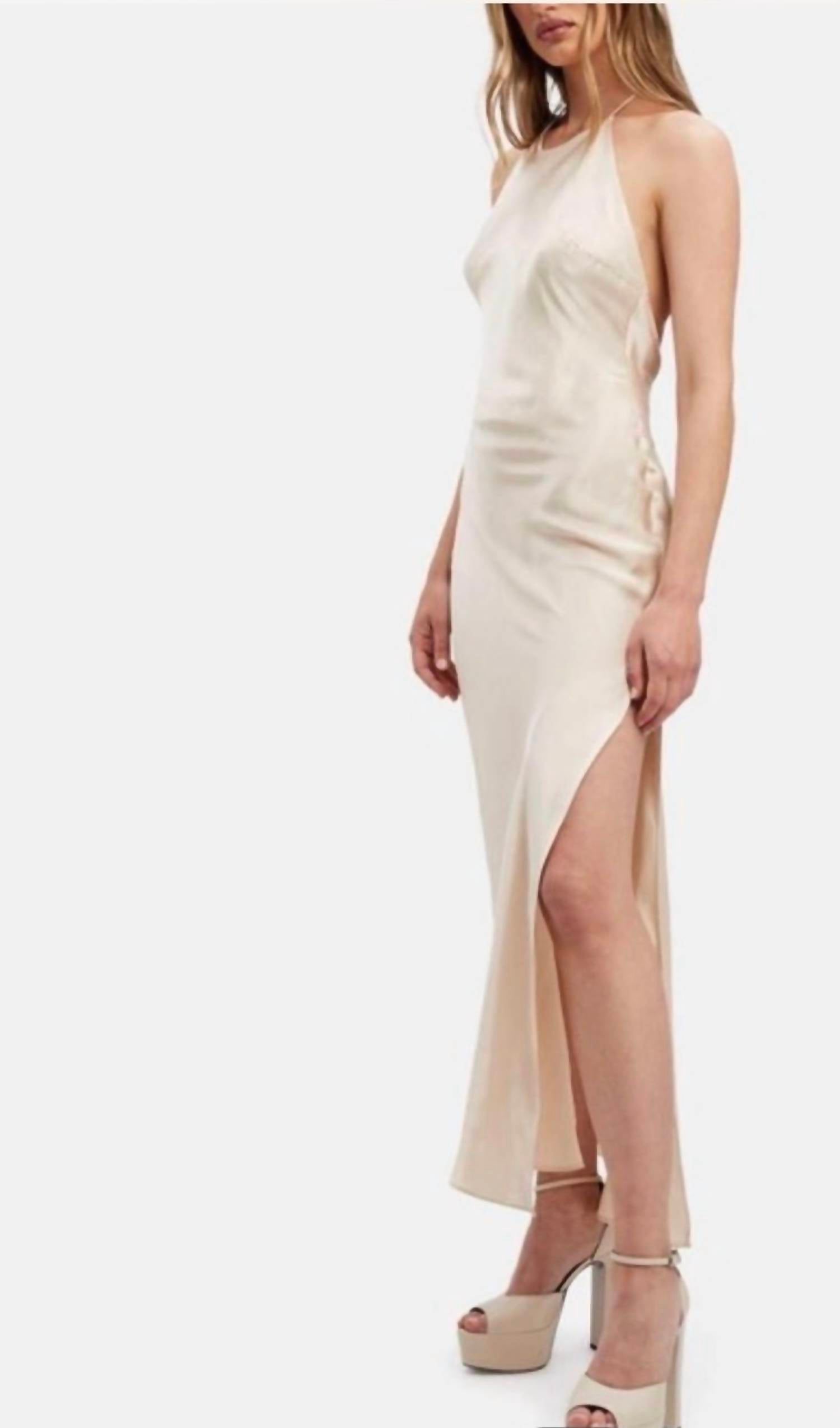 BARDOT Boston Slip Dress in champagne - women's dress - detail view