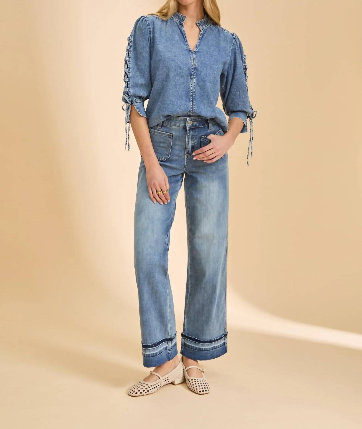 Fdj - Lace Up Sleeve Shirt