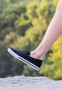 L'amour Des Pieds Women's Karsha Sneaker in black suede patent - women's sneaker - detail view
