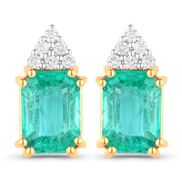 Diana M Jewels Women's Octagon Natural Ethiopian Emerald Stud Earrings (2.87 Ct) - Signature in 14k yellow gold - women's jewelry