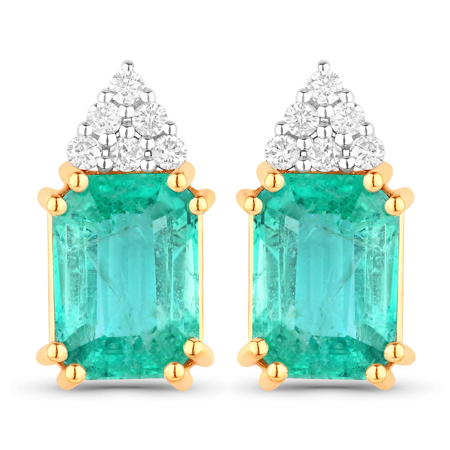 Diana M Jewels Women's Octagon Natural Ethiopian Emerald Stud Earrings (2.87 Ct) - Signature in 14k yellow gold - women's jewelry