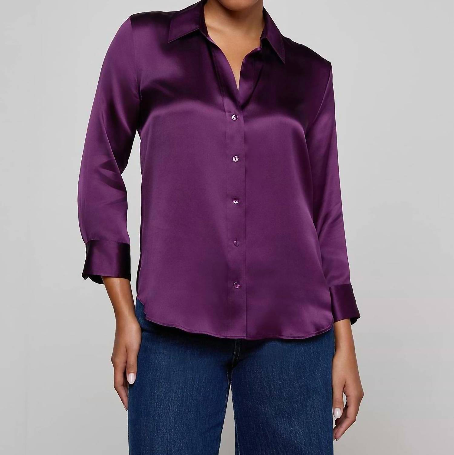 L'Agence Dani Silk Blouse in medium violet - women's blouse