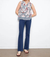 Charlie B - Printed Sleeveless Ruffle Neck Top