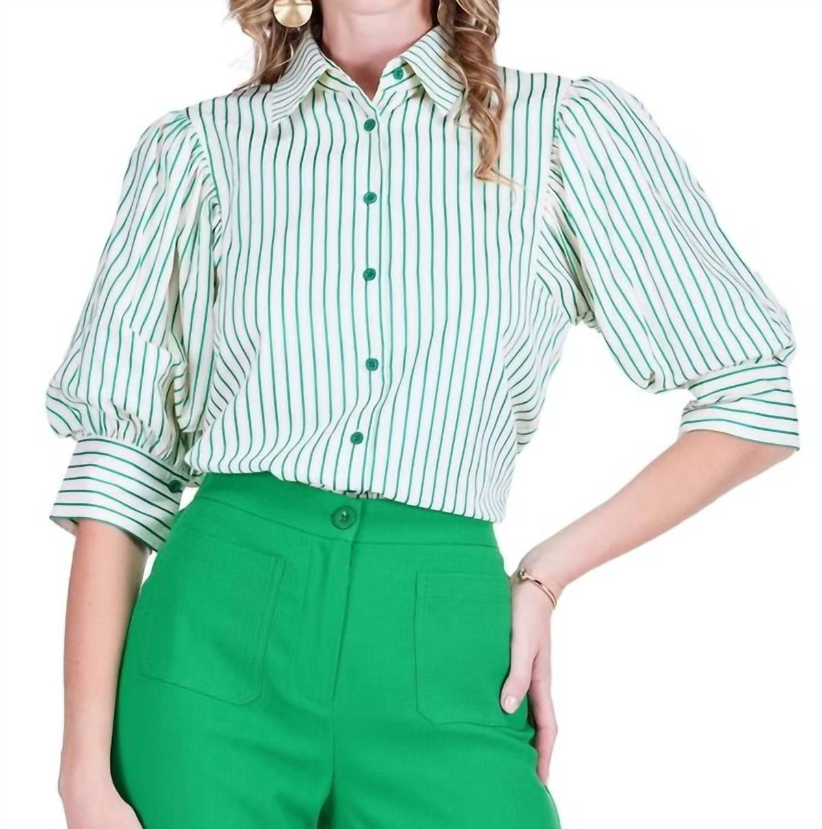 Joy Joy - Stripe Puff Sleeve Top