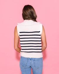 English Factory Stripe Half Zip Up Sleeveless Knit Top in white - women's tank top - view 4