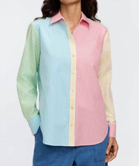 Foxcroft - Women's Meghan No Iron Pinpoint Mixed Stripes Long Sleeve Shirt