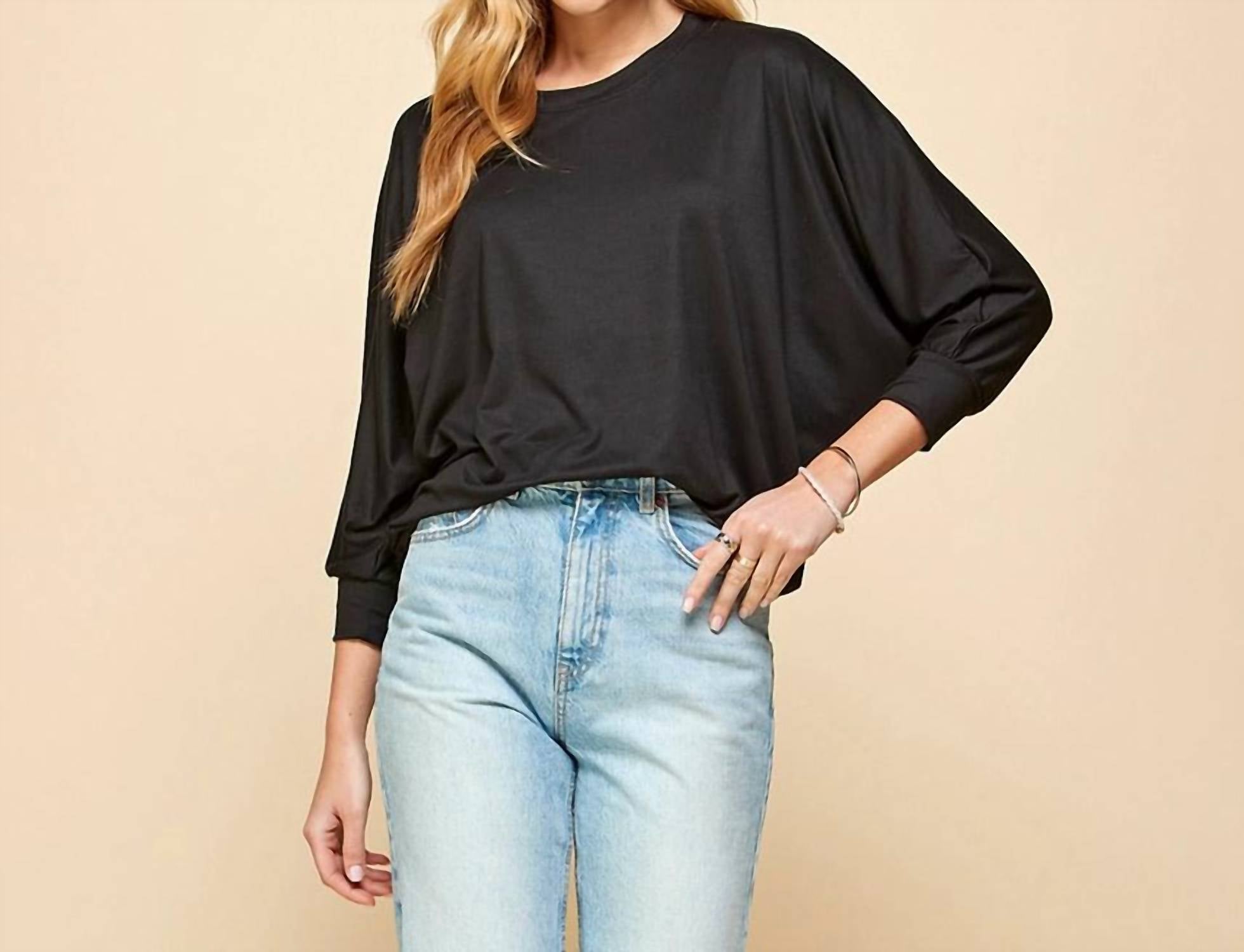 les amis Women's Dolman Sleeve Top in black - women's blouse