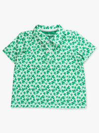 Rufflebutts - Boy's Tiny Clover Field Short Sleeve Performance Polo