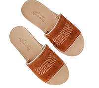 Agave Sky Women's Nadia Western Flat Sandal in rust and cream - women's sandal - detail view