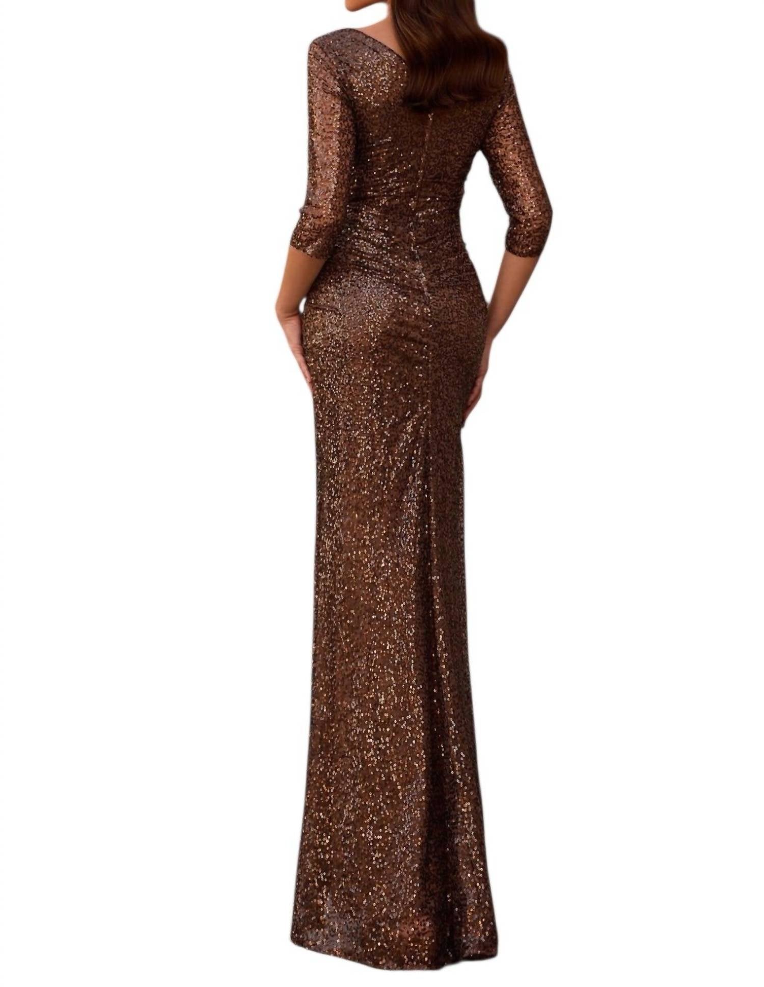 La Femme - Sequin Ruched Gown