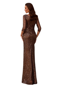 La Femme - Sequin Ruched Gown