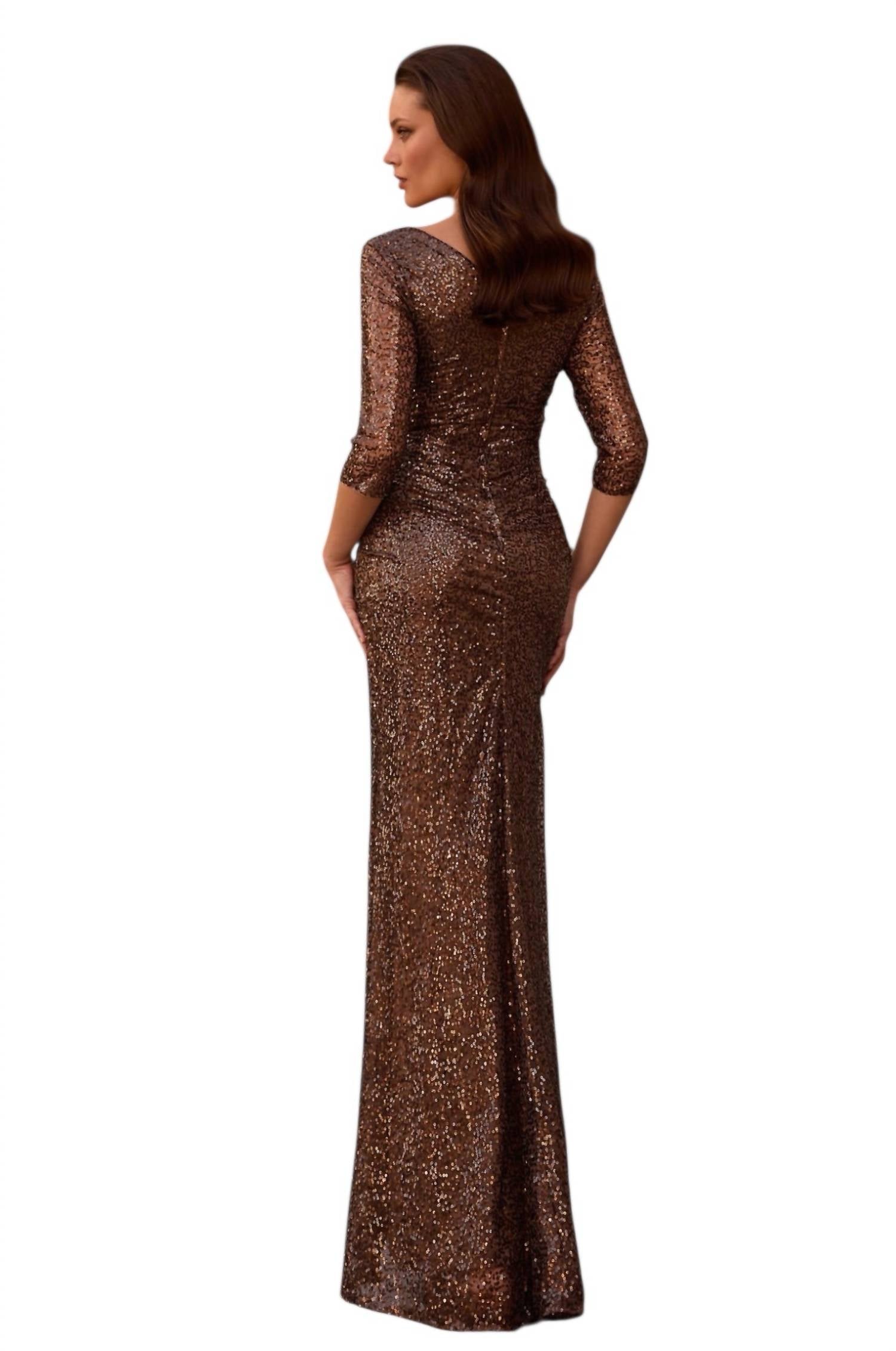 La Femme - Sequin Ruched Gown