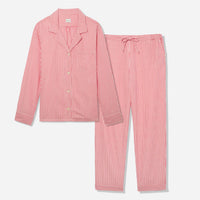The Sleep Code Women's Ticking Stripe Long Pj Set in true red - women's item - alternate view
