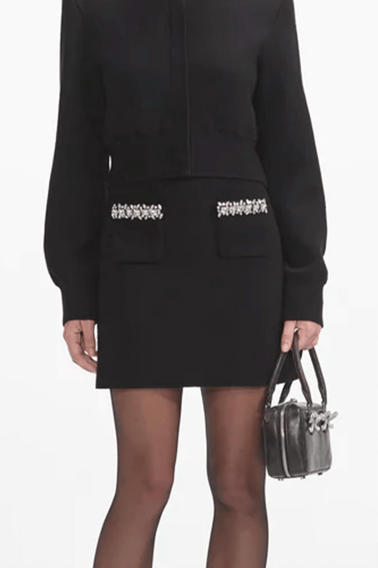 Self-Portrait - Knit Embellished Mini Skirt