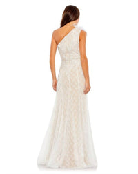Mac Duggal - Feather One Shoulder Lace Dress Formal Gown