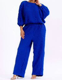 Karen T Design - Relaxed-fit Top With Trendy Balloon Sleeves And Wide-leg Pants