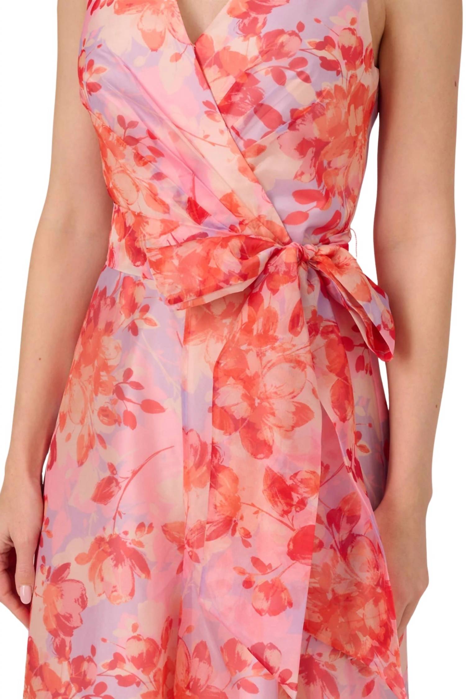 Adrianna Papell - Floral Organza Wide Leg Jumpsuit Dress