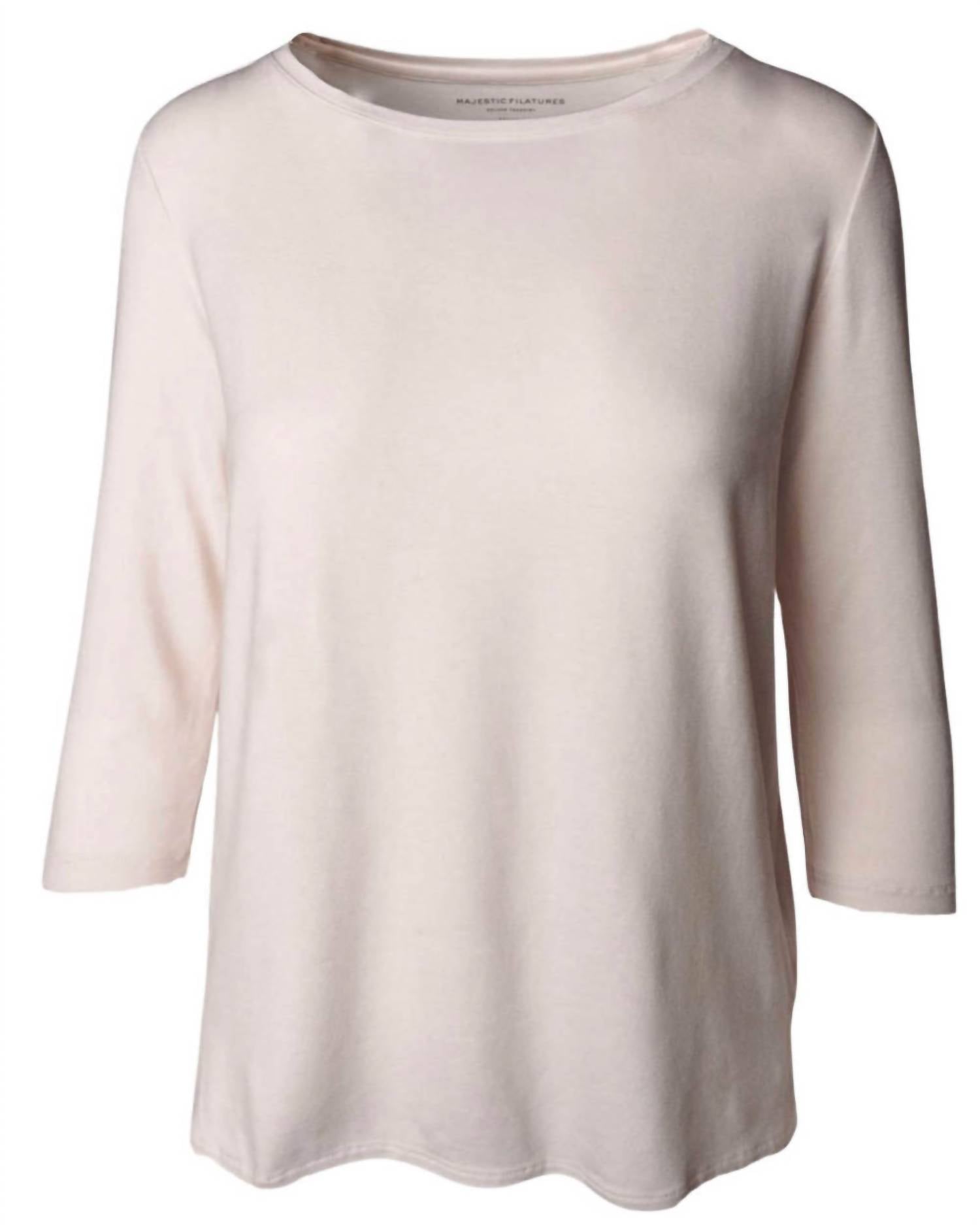 Majestic Filatures - Women's Semi Relaxed 3/4 Sleeve Boatneck Top