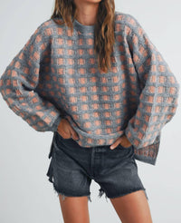 Buttermelon - Checkered Oversized Sweater