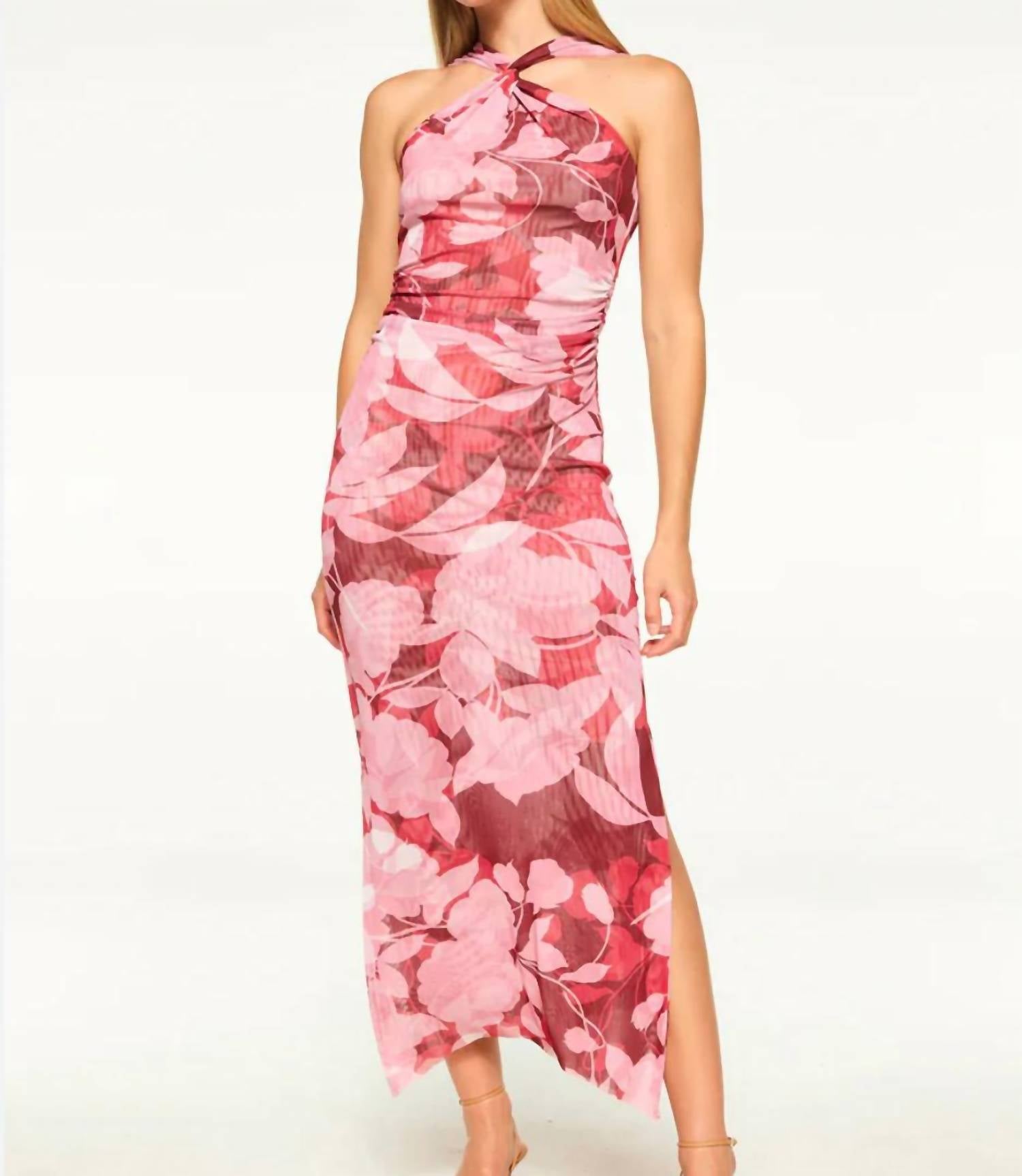 Misa Los Angeles Women's Elaine Dress in flora rosada mesh - women's dress