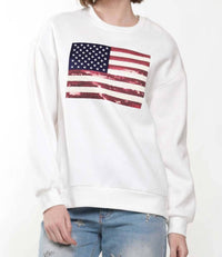 Why Dress - God Bless American Flag Sequin Sweatshirt