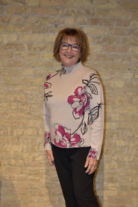 Tribal - Knit Jacquard Funnel Neck Sweater