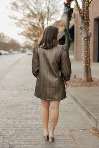 Sincerely Ours Party Jacquard Mini Dress in maeve gold - women's dress - detail view