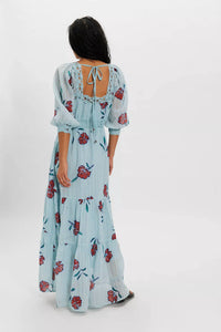 Free People Morning Meadows Long Maxi Dress in pastel blue - women's dress - detail view