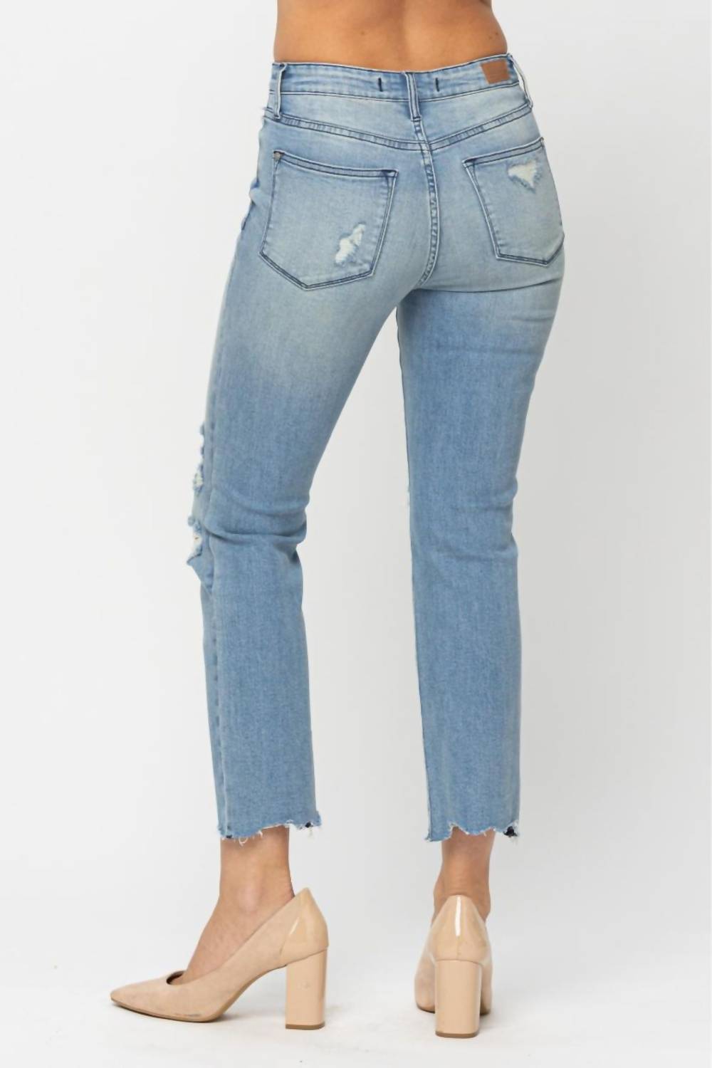 Judy Blue - Mid-rise Destroyed Crop Straight Jeans