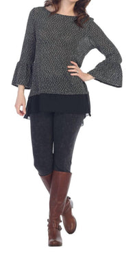 Jess & Jane Mineral Washed Ankle Legging Pant in black - women's pants - detail view