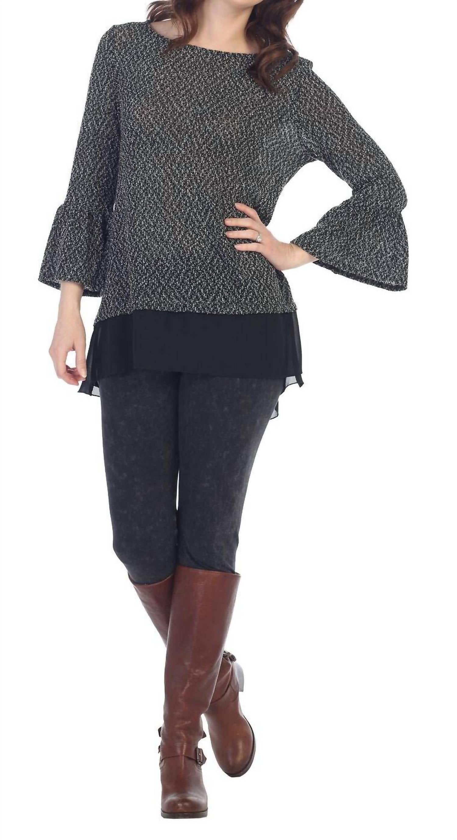 Jess & Jane Mineral Washed Ankle Legging Pant in black - women's pants - detail view